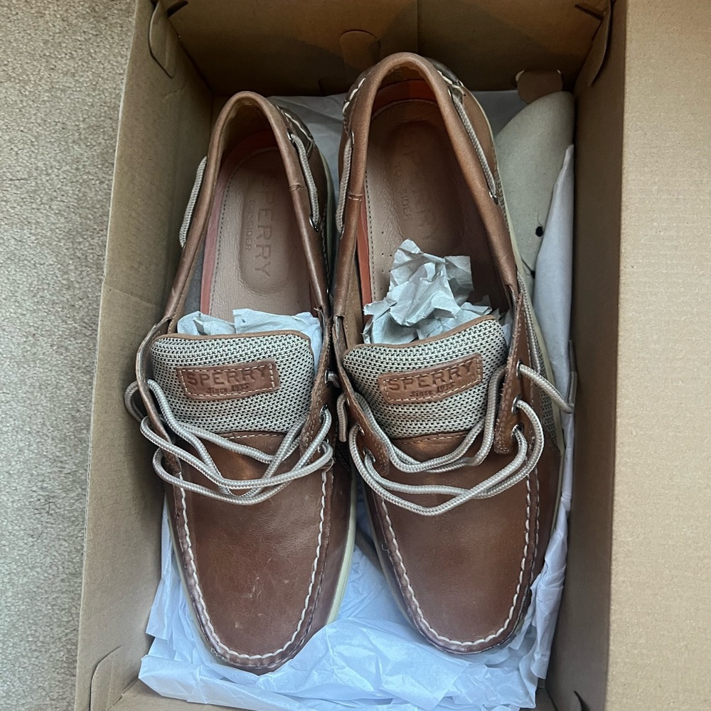 Sperry Brown Boat Shoes with Nautical Design